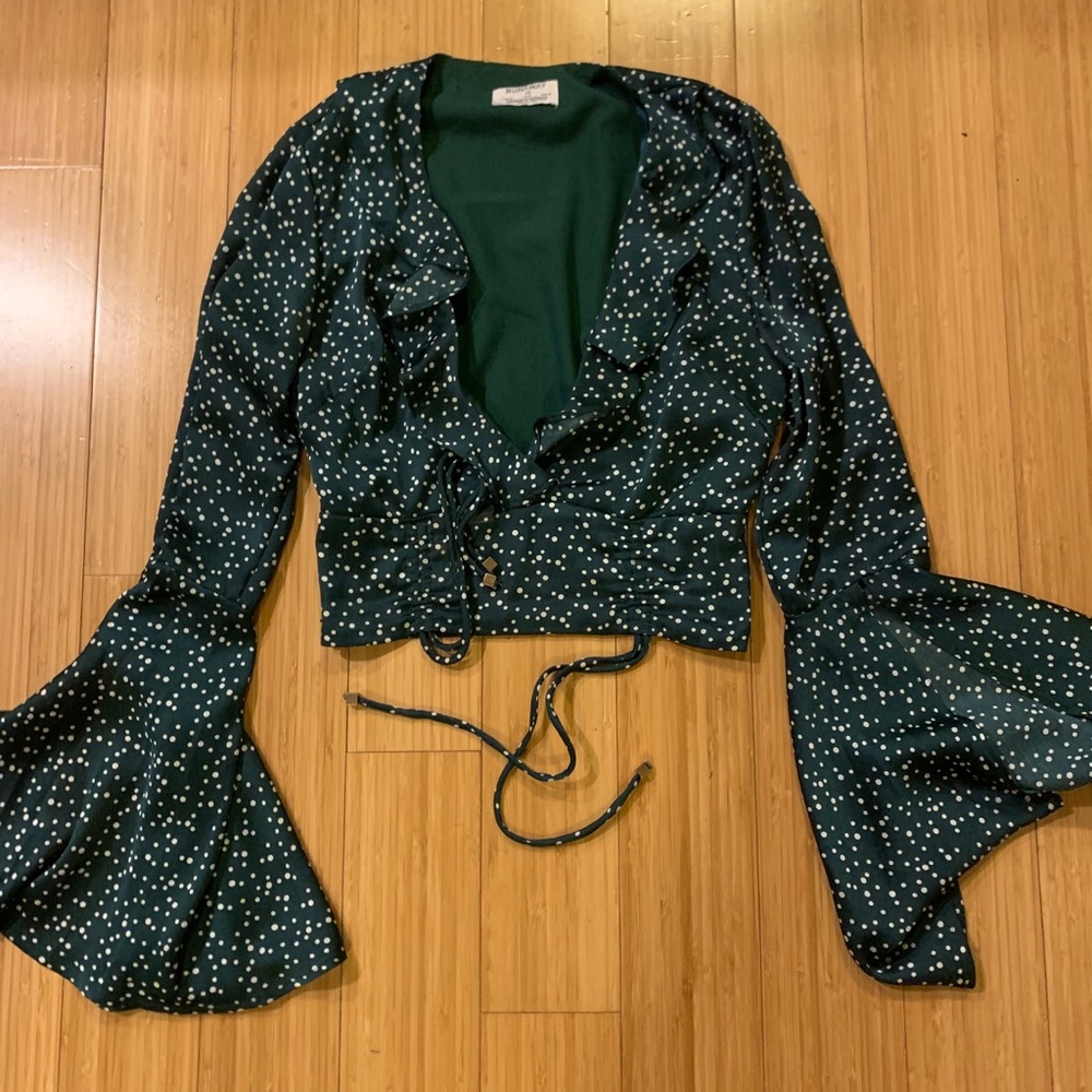 Green silk crop top